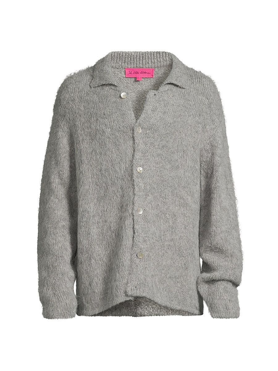 Men's Thistle Alpaca Cardigan - Light Grey - Size Medium