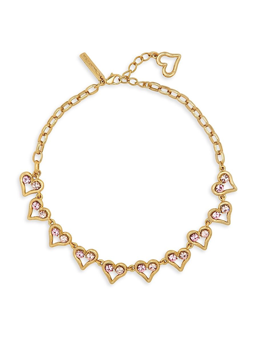 Women's Scramble 14K-Gold-Plated & Glass Crystal Heart Necklace - Rose Multi