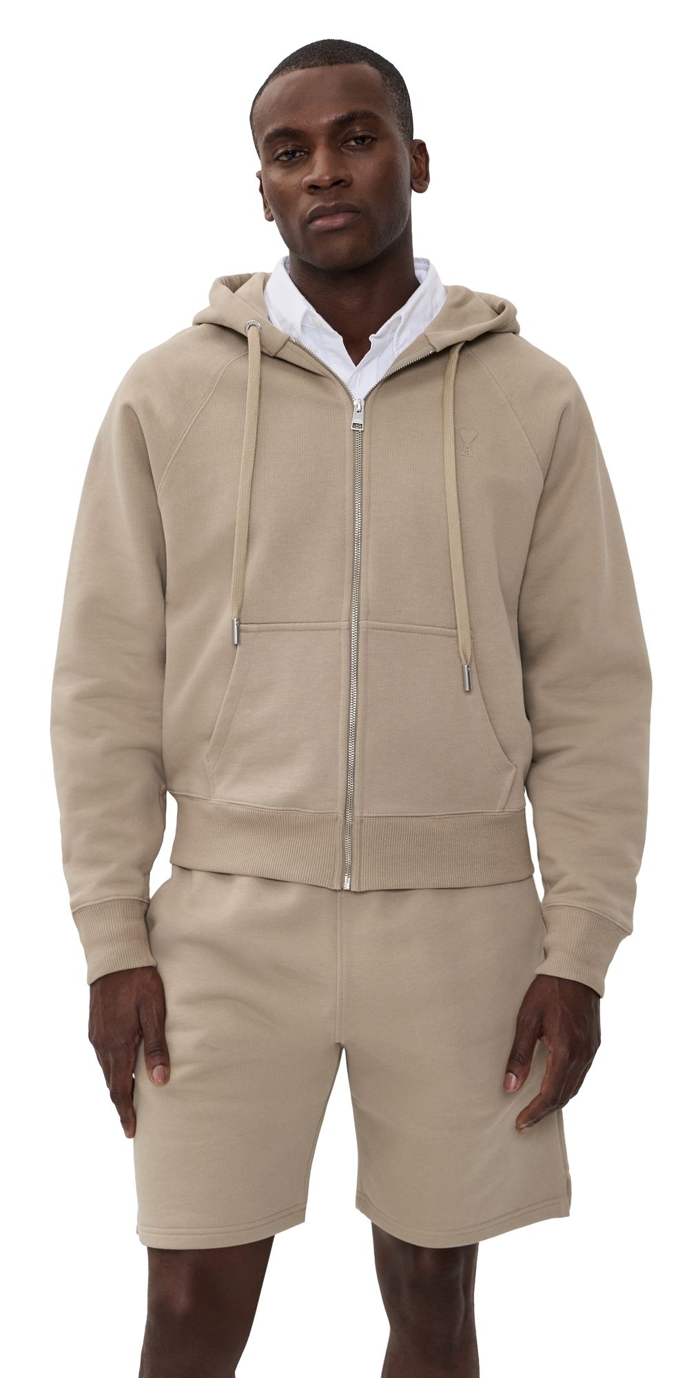 AMI ADC Zip Hoodie Beige Taupe S