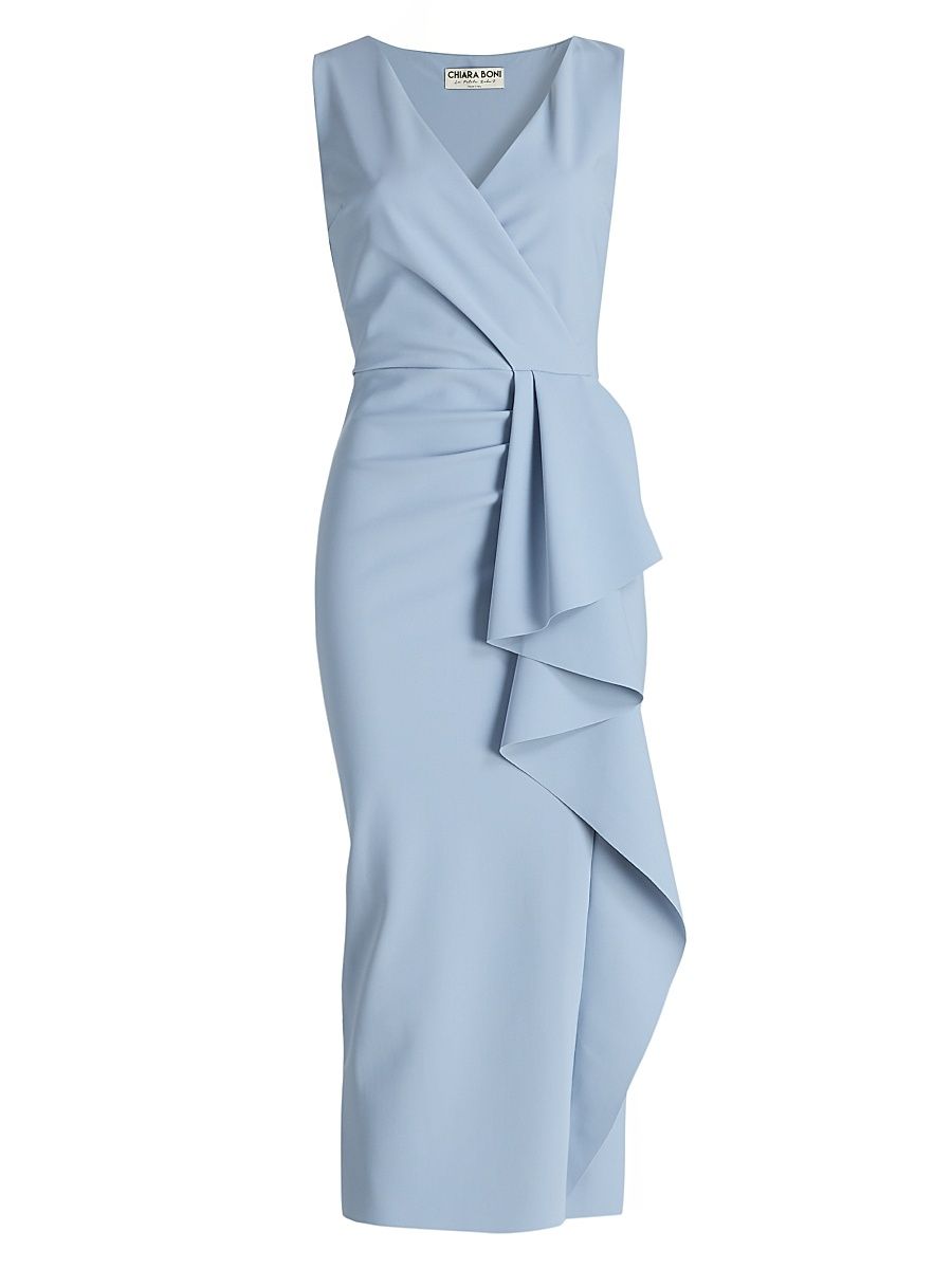 Women's Sayon Drape Sheath Cocktail Dress - Retro Blue - Size 2
