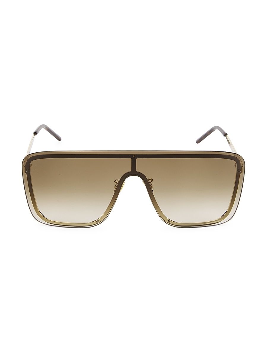Women's New Wave 99MM Mask Sunglasses - Gold Gold Brown