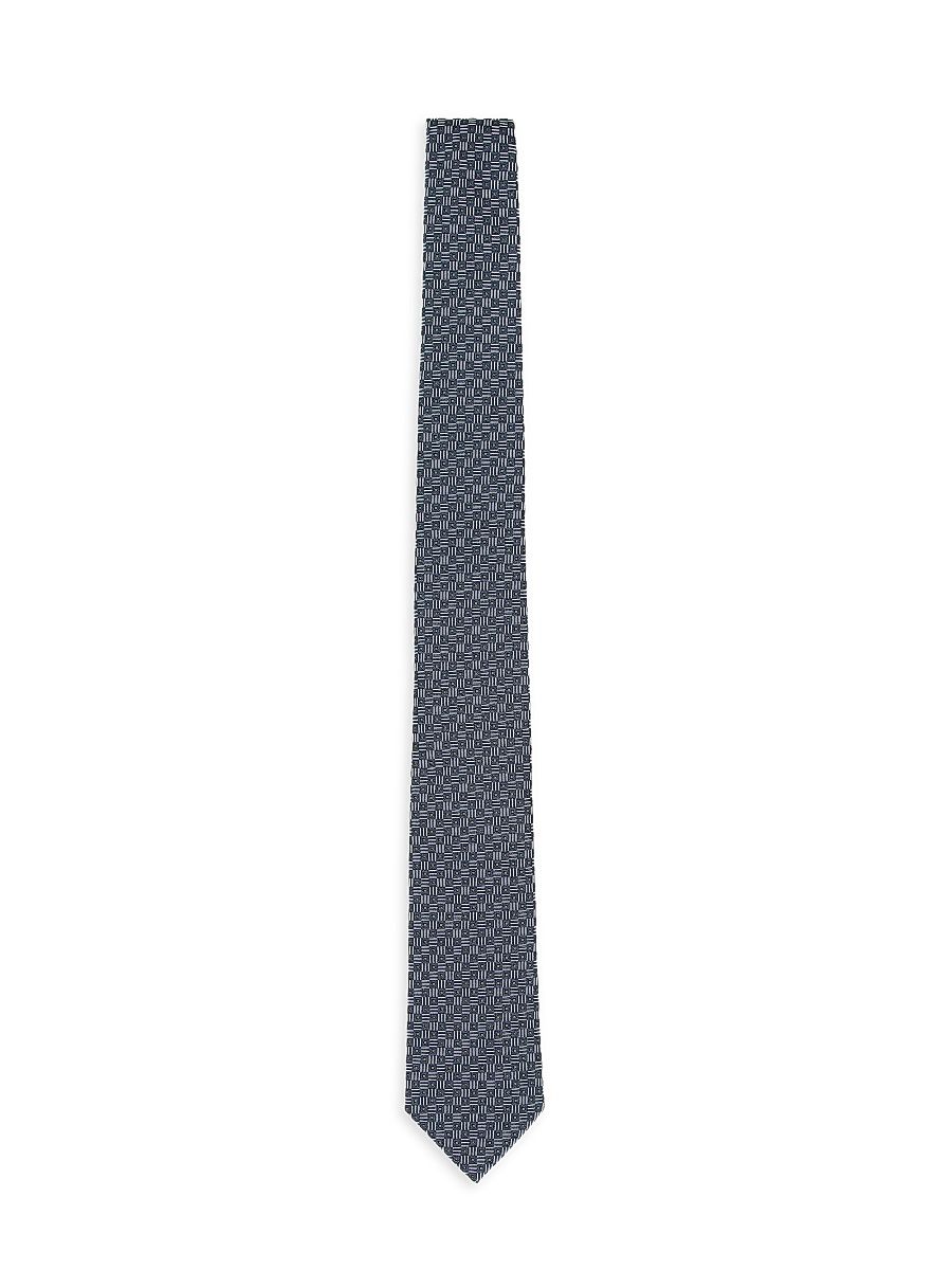 Men's Geo Print Silk Tie - Blue Navy