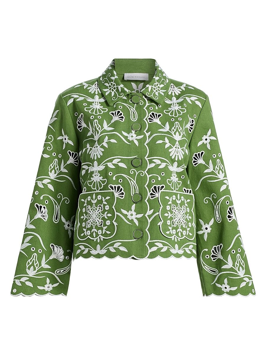 Women's The Marianna Embroidered Jacket - Green Sky - Size XL