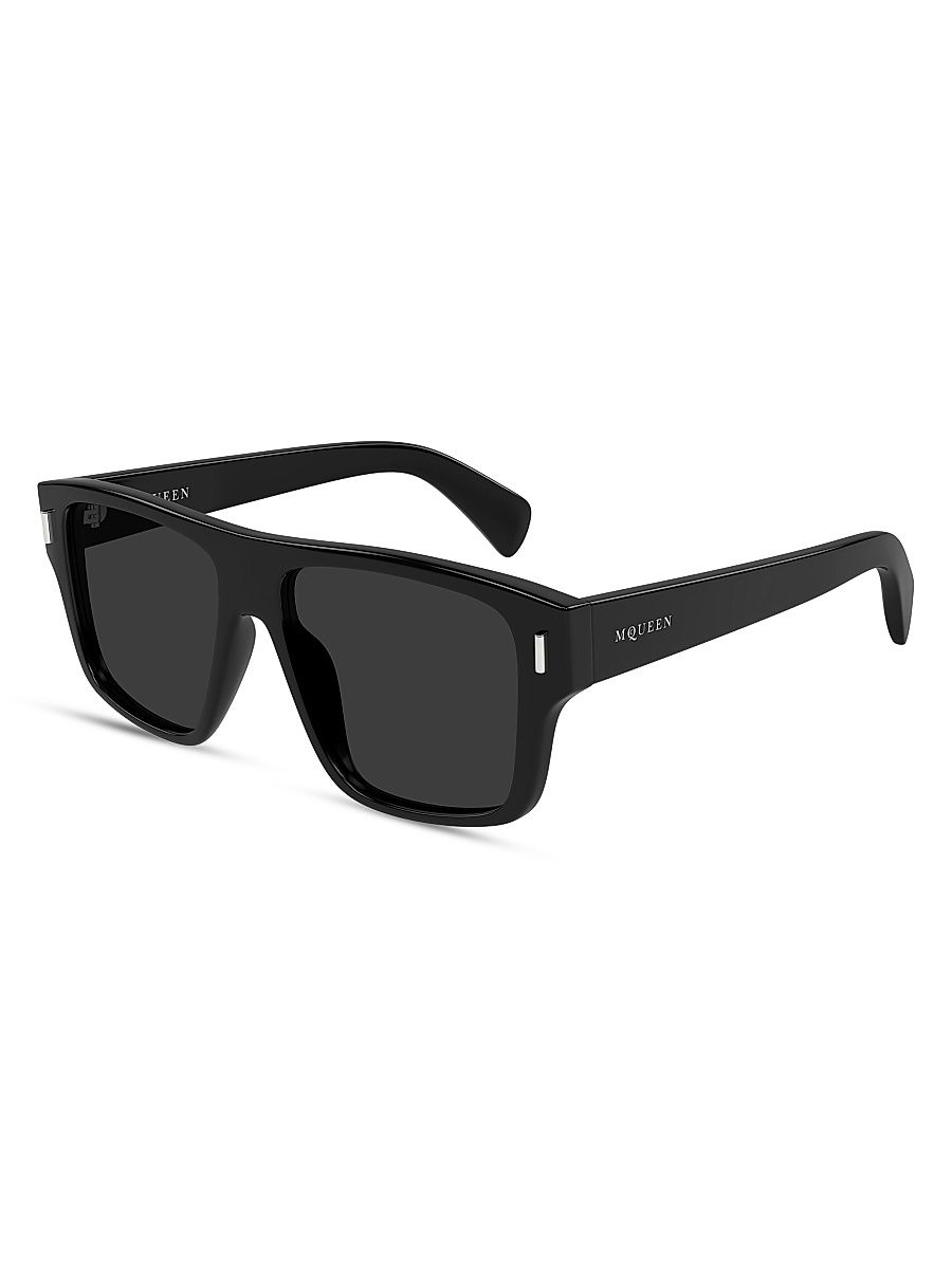Men's T-Bar Rivet 55MM Square Sunglasses - Black