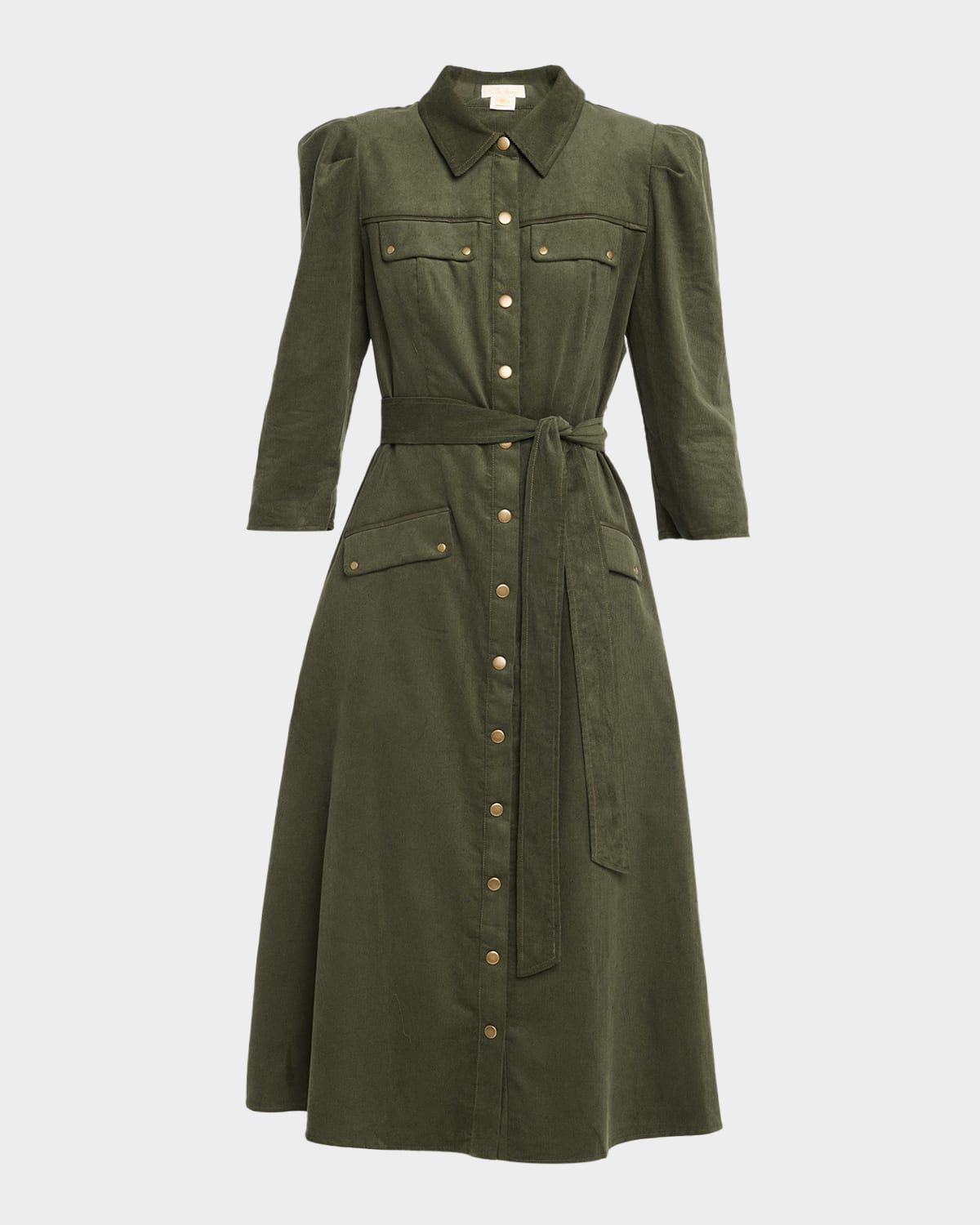 Amanda Cotton Corduroy Midi Shirtdress