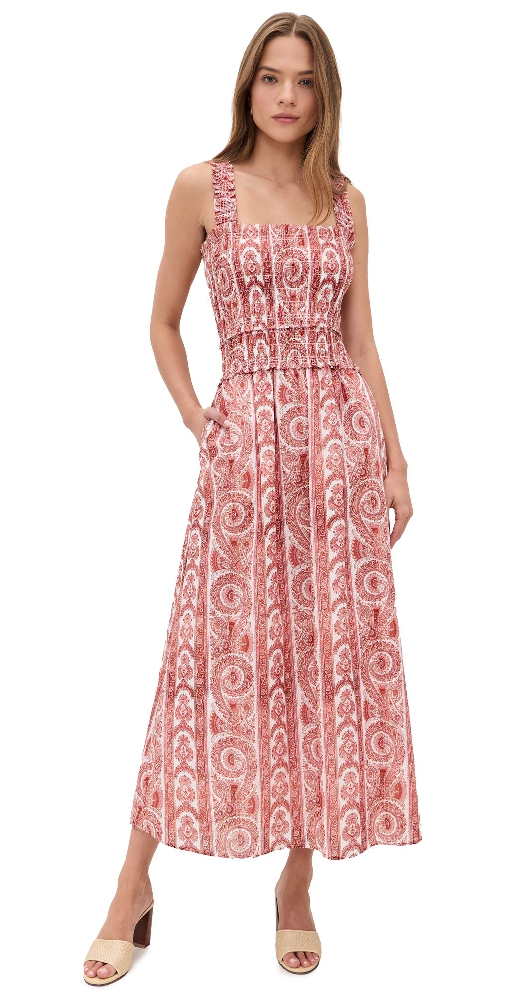Hill House Home The Azalea Maxi Nap Dress Corsica Paisley Coral XXL