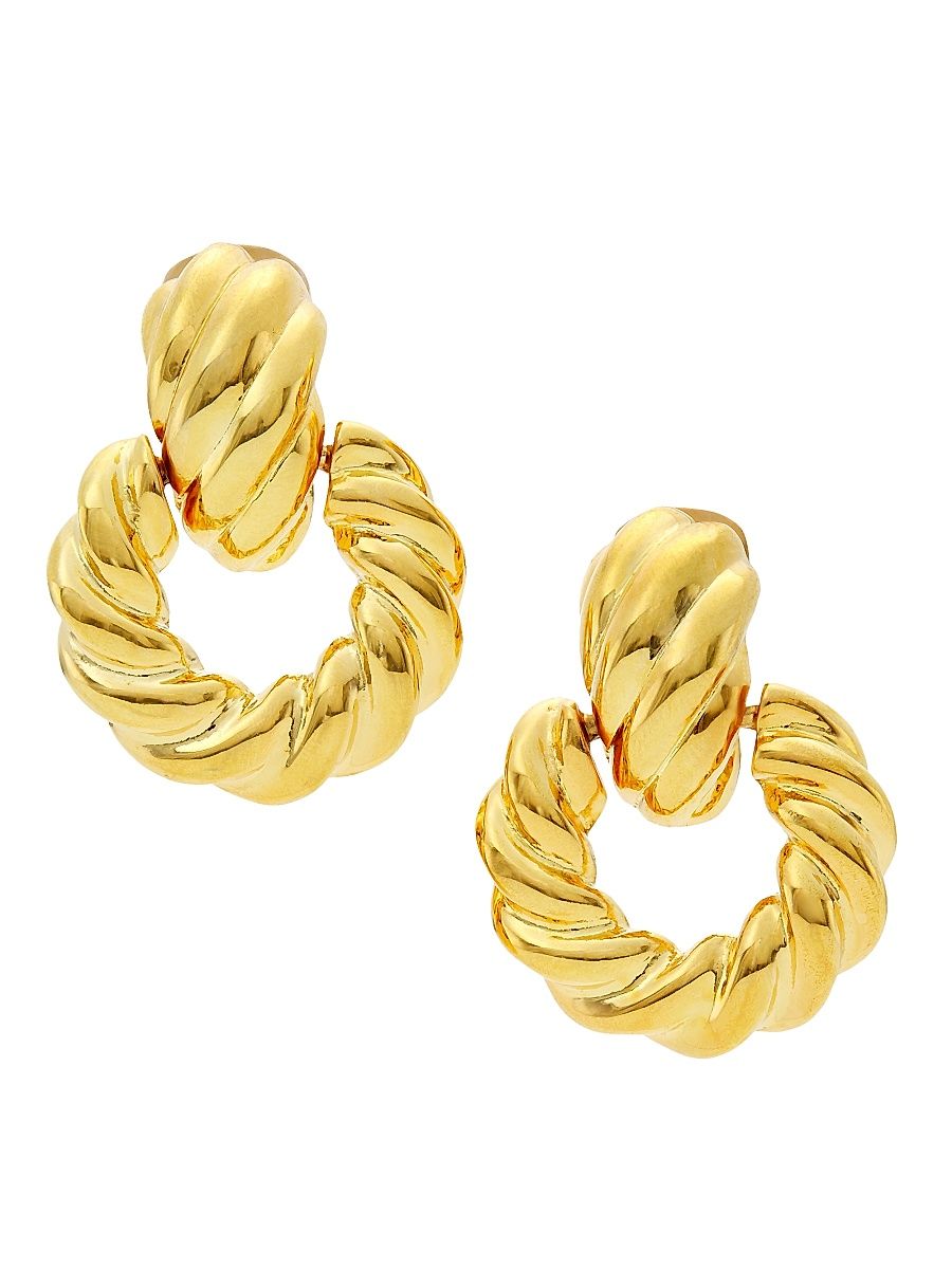 Women's 22K Gold-Plated Twisted Doorknocker Earrings - Gold