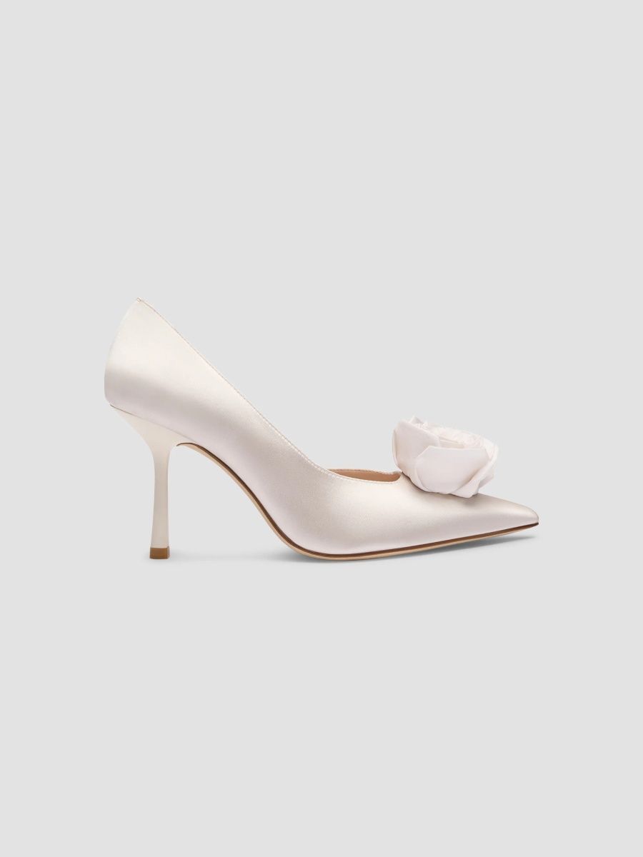 Stuart Weitzman Women's Paloma 85MM Satin D'Orsay Pumps - Cream - Size 6