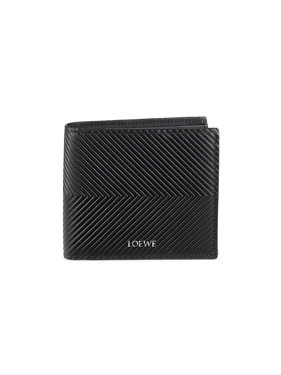 Men's Chevron Leather Bifold Wallet - Black