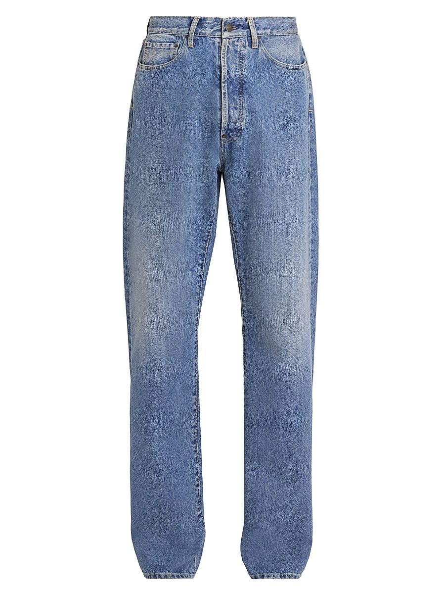 Men's Denim Five-Pocket Straight-Leg Jeans - Medium Blue - Size 33