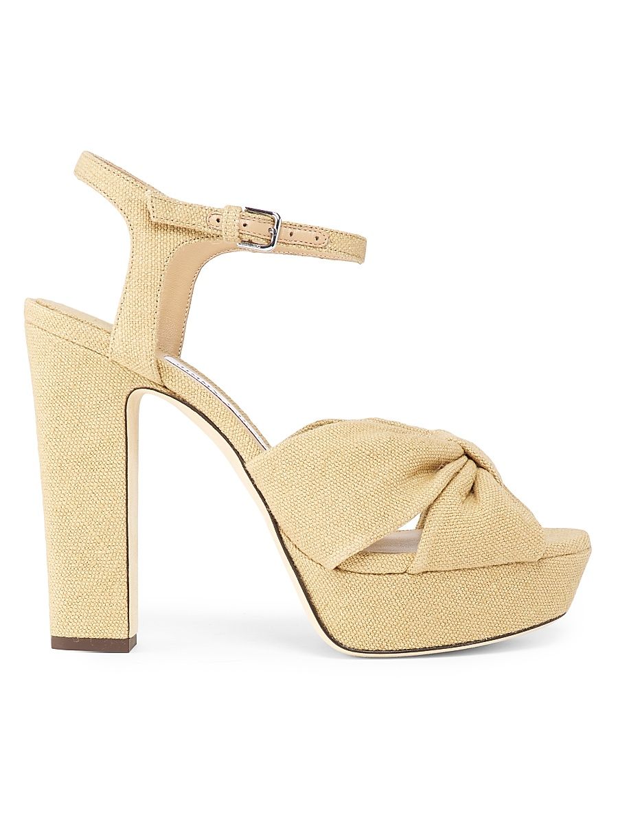 Women's Heloise 120MM Linen Platform Sandals - Camel - Size 5