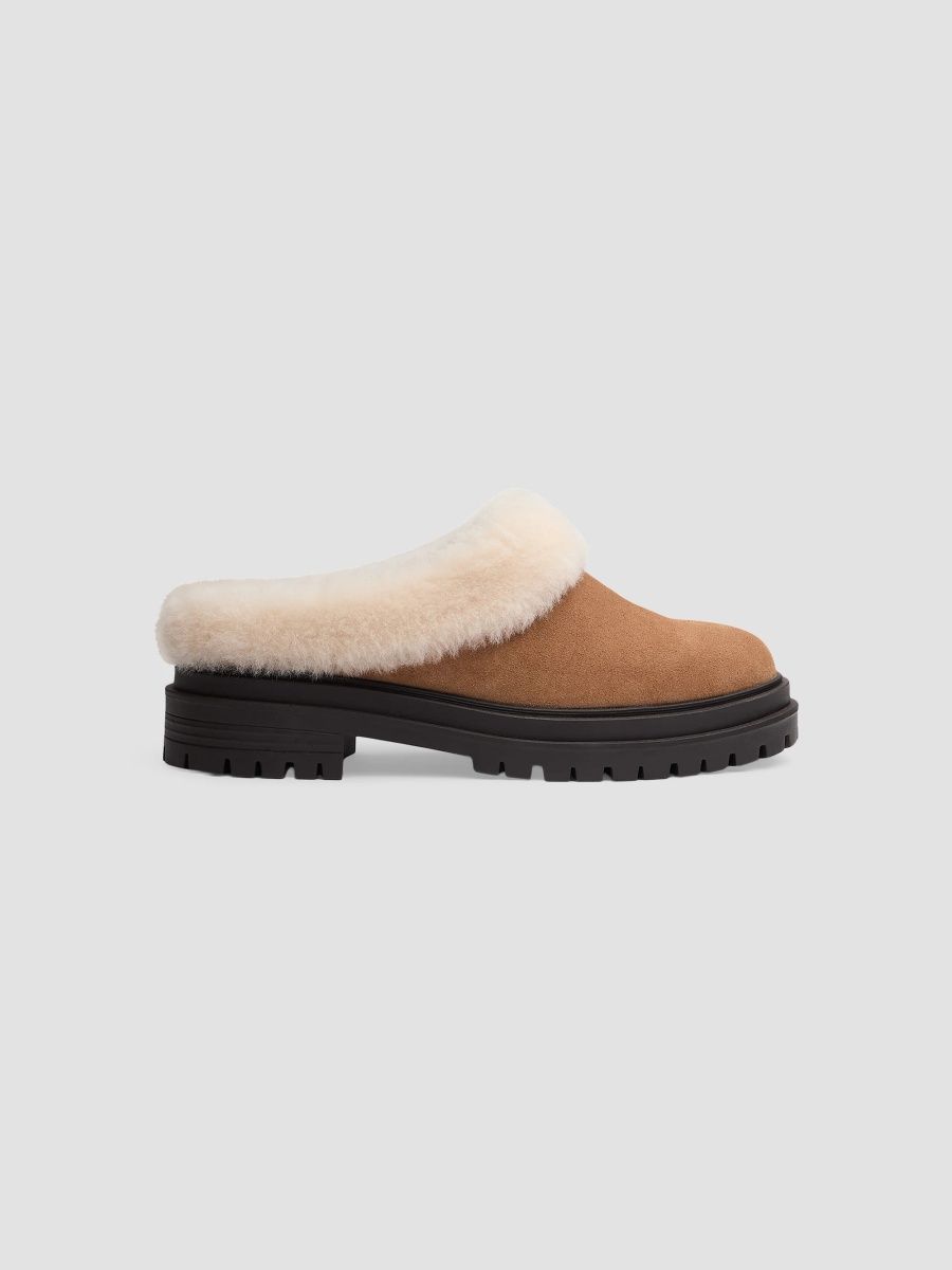 rag & bone Women's Bedford 45MM Suede & Shearling Clogs - Toffee Suede - Size 9