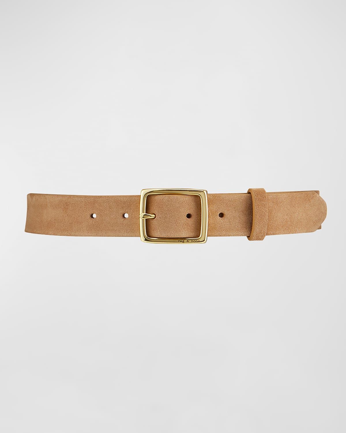 Suede Boyfriend Belt, Camel