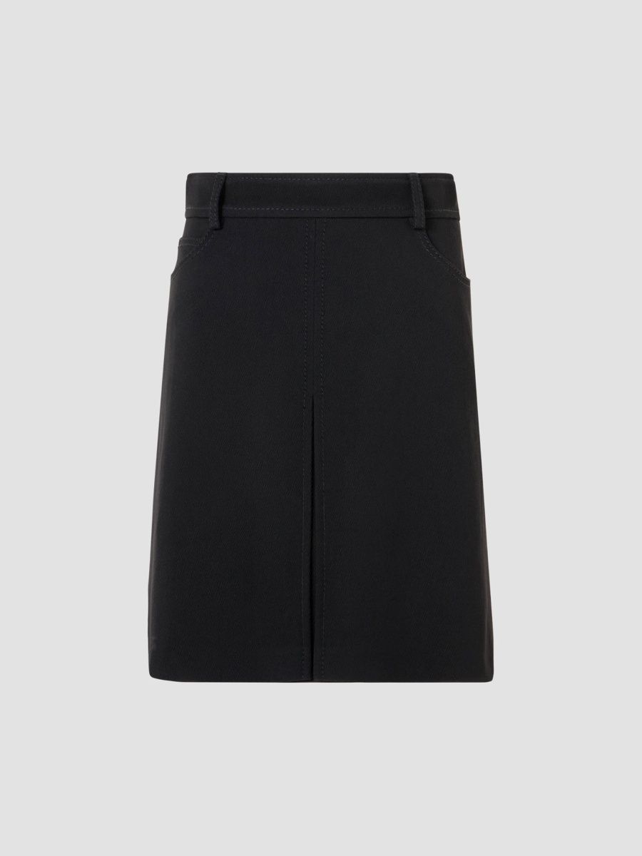 Akris punto Women's Wool Tricotine Box-Pleat A-Line Skirt - Black - Size 14