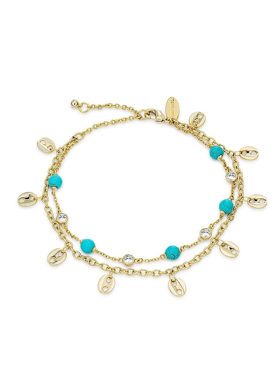 Women's Arianna Goldtone, Turquoise & Cubic Zirconia Anklet - Turquoise Multi