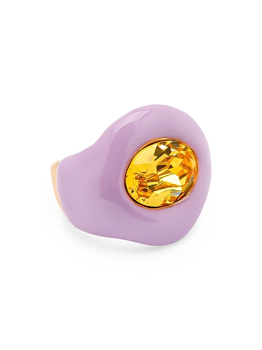 Women's 14K-Gold-Plated, Enamel & Glass Crystal Ring - Lilac - Size 7