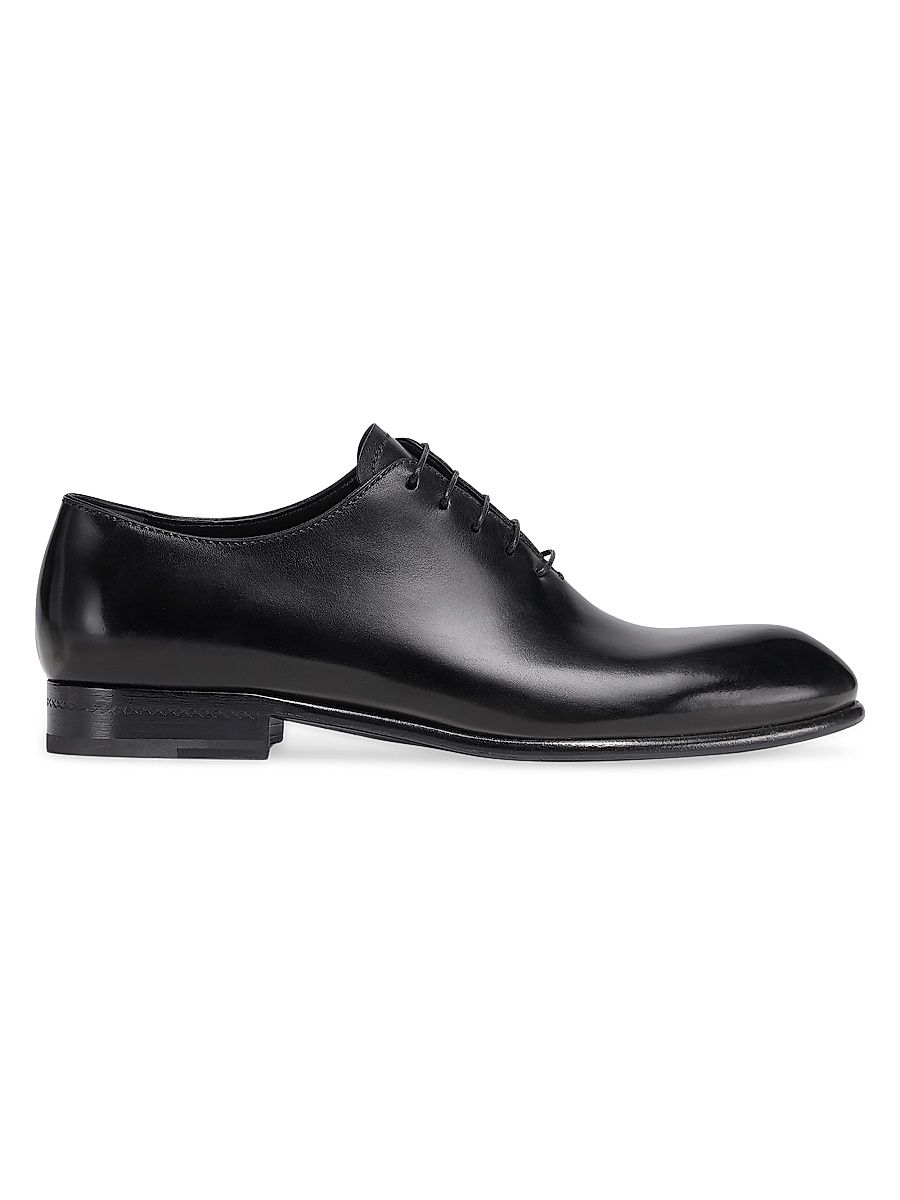Men's Hand-Buffed Leather Vienna Evening Wholecut Oxford - Black - Size 12.5