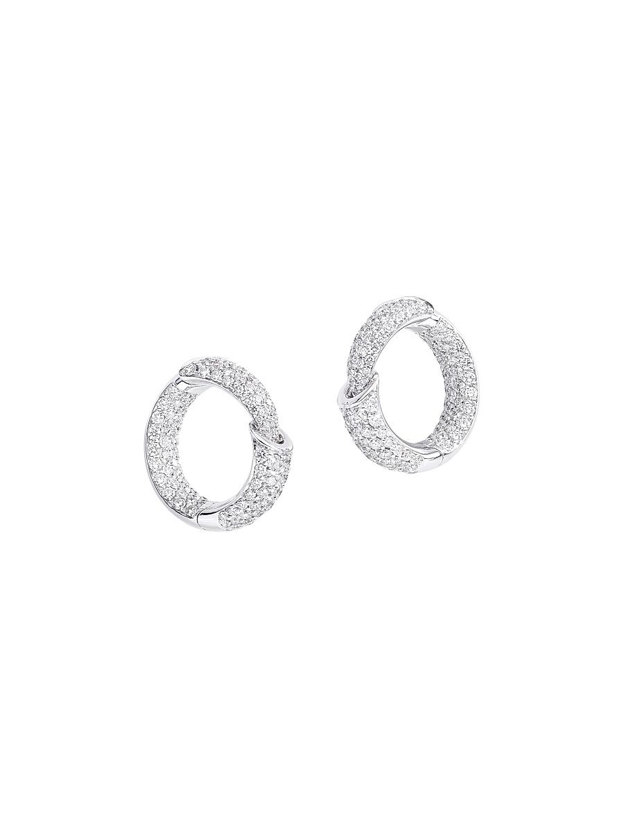 Women's Calla The One Small 18K White Gold & 2.95 TCW Diamond Hoops - White Gold