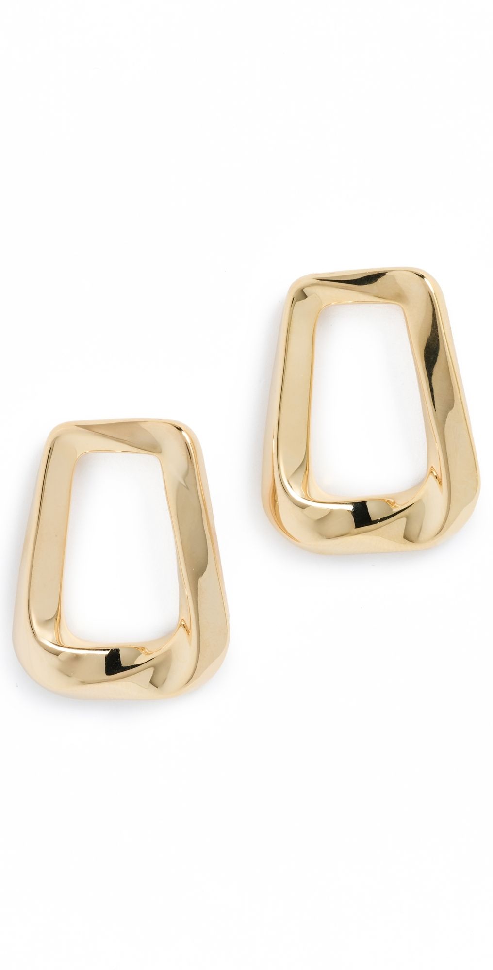 By Adina Eden Solid Open Curved Rectangular Stud Earrings Gold One Size