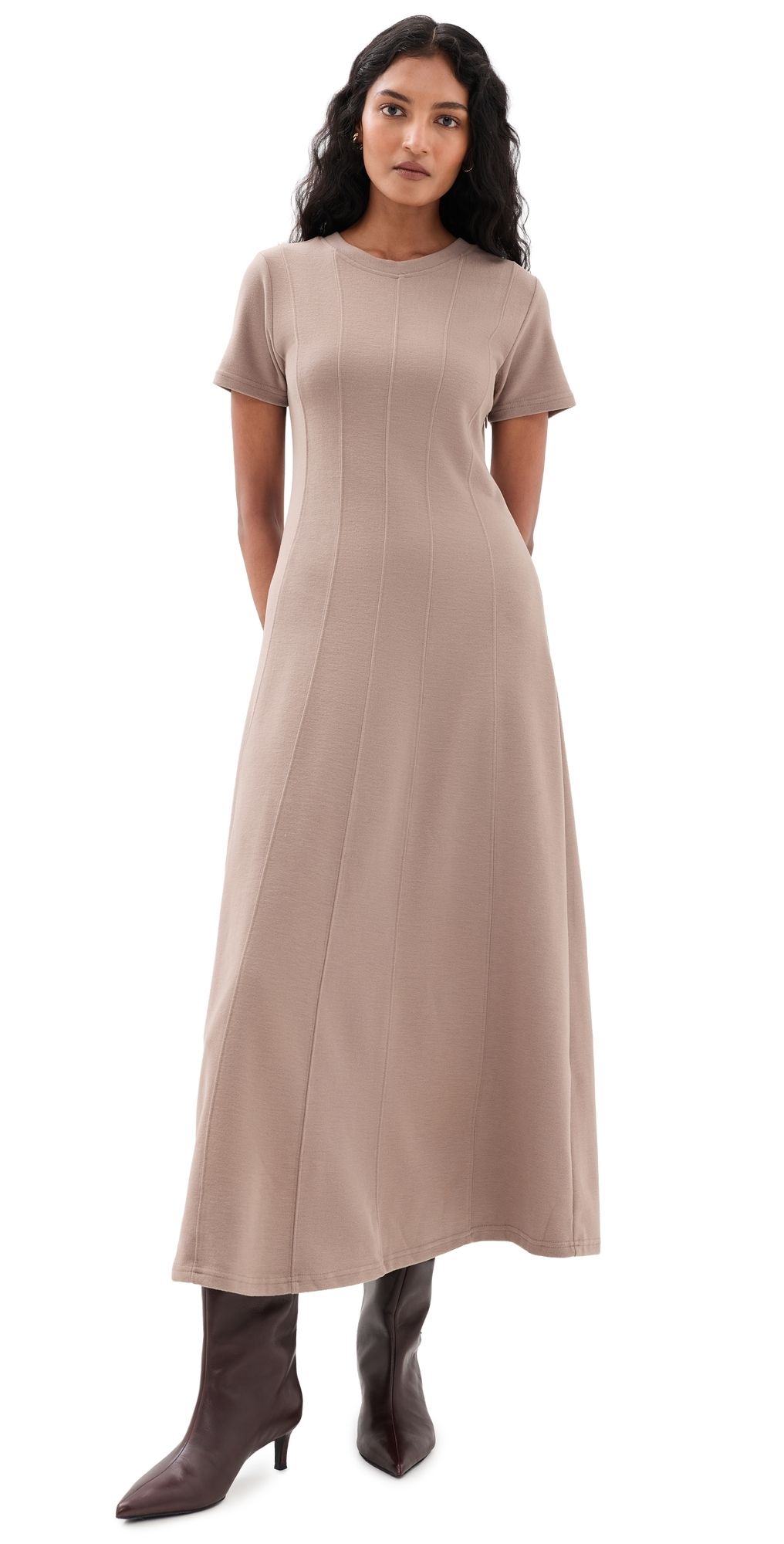 Splendid Winslow Midi Dress Taupe Grey S