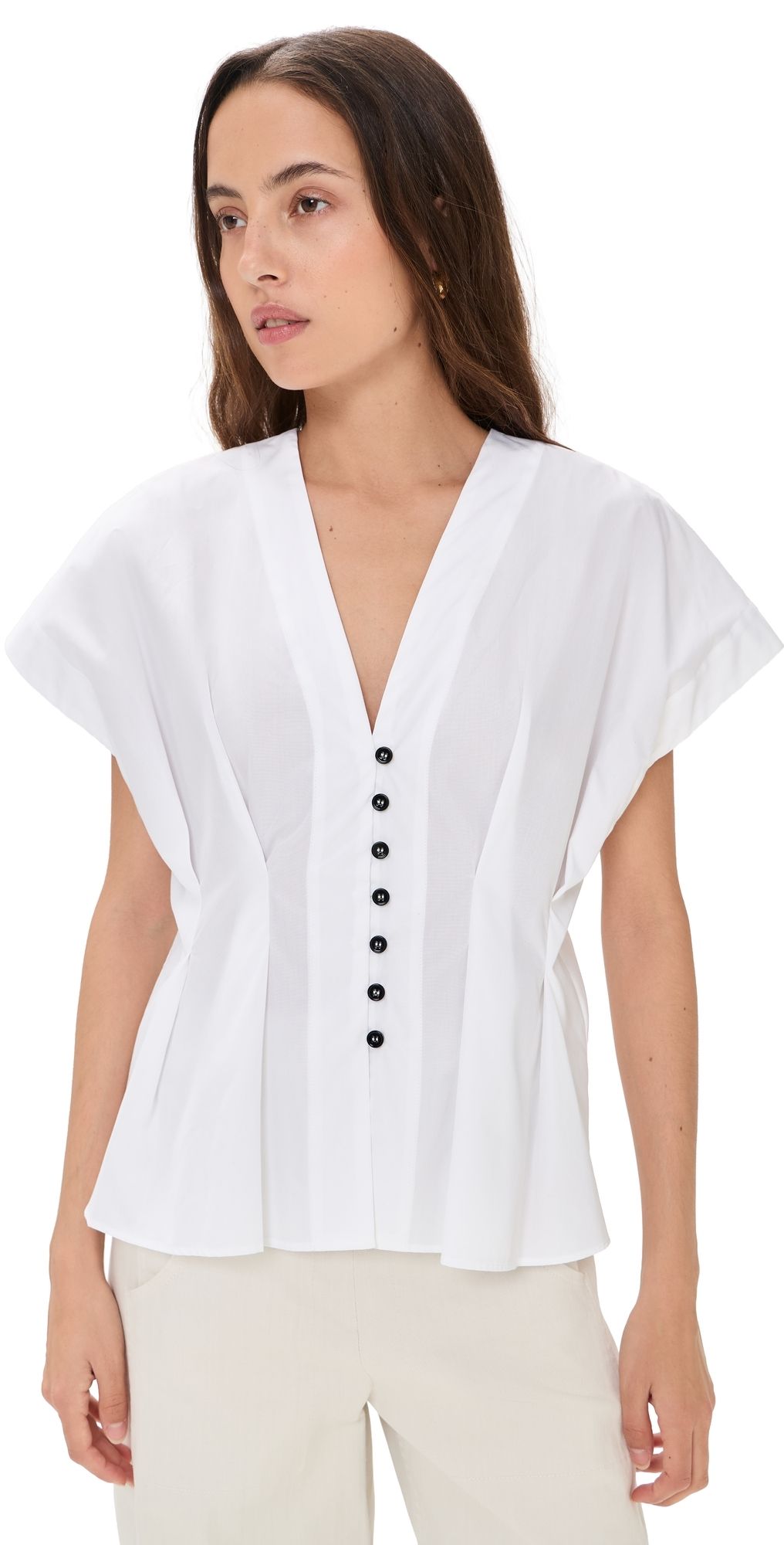 House of Dagmar Cinched Cotton Top White 38