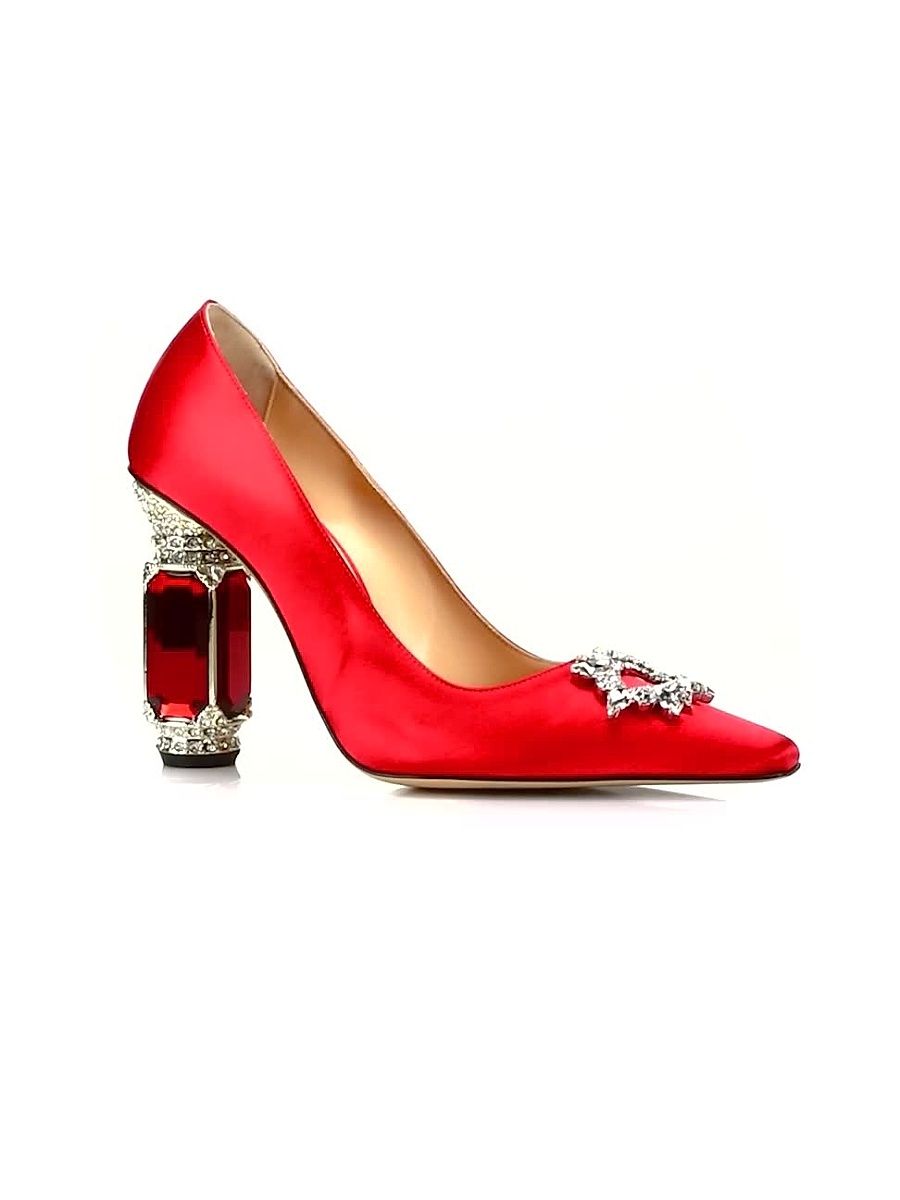 Women's Aurum 102MM Satin Crystal-Embellished Pumps - Red - Size 6.5