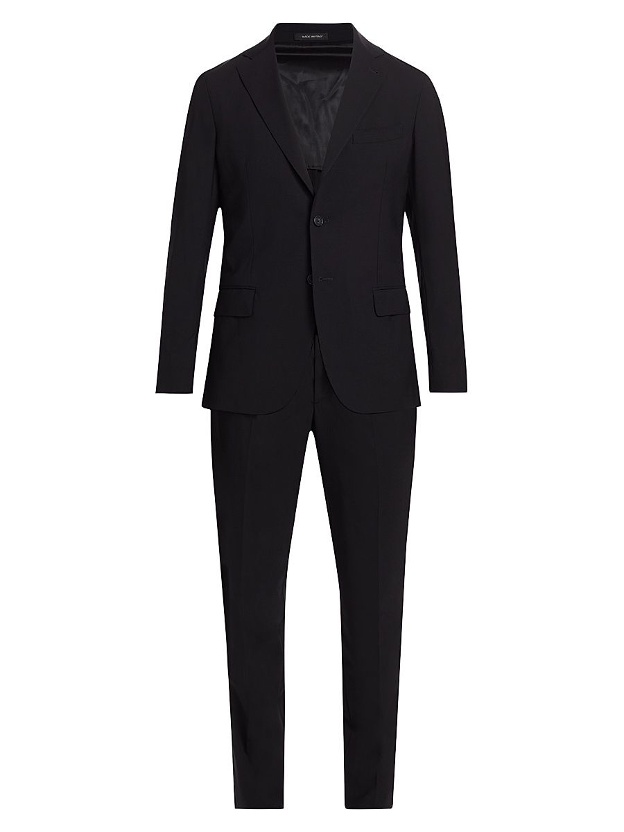 Men's Slim-Fit Wool Single-Breasted Suit - Moonless - Size 48