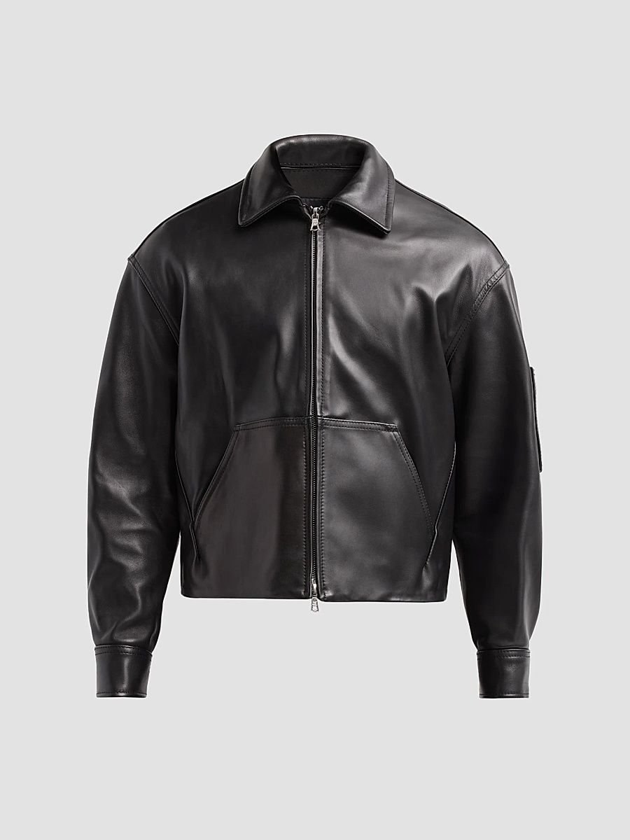 Men Public School Linden Leather Jacket - Black - Size XL