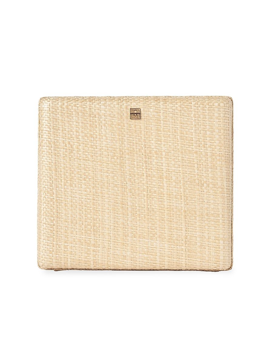 Women's Raffia-Inspired Clutch - Light Beige