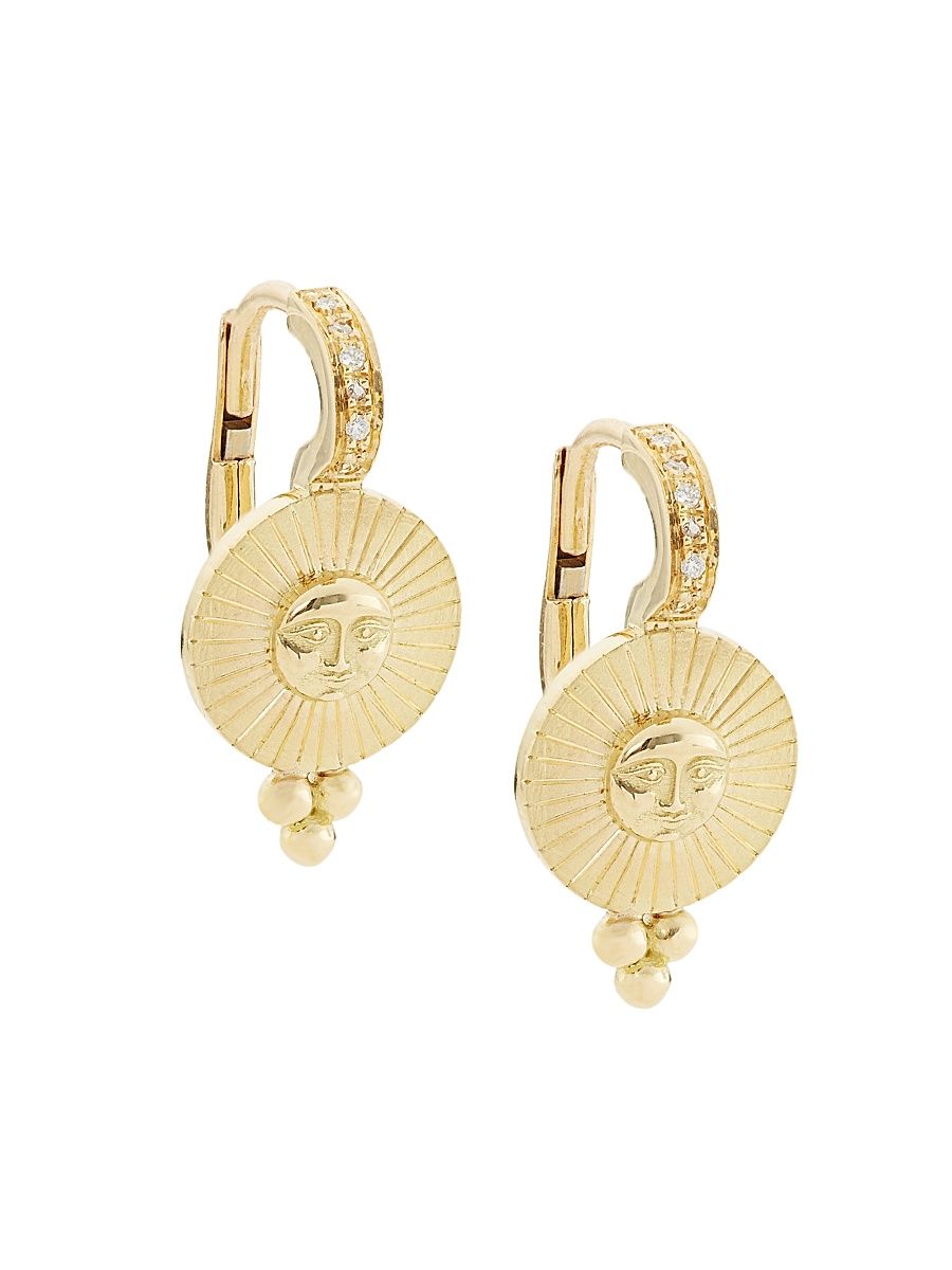 Women's Sole 18K Yellow Gold & Diamond Drop Earrings - Yellow Gold
