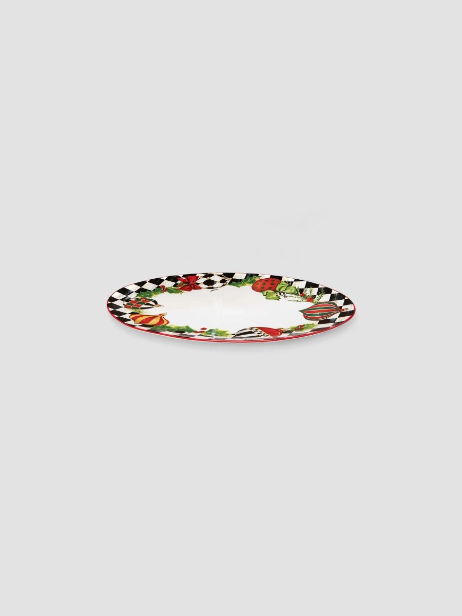 MacKenzie-Childs Deck The Halls Handmade Stoneware Serving Platter