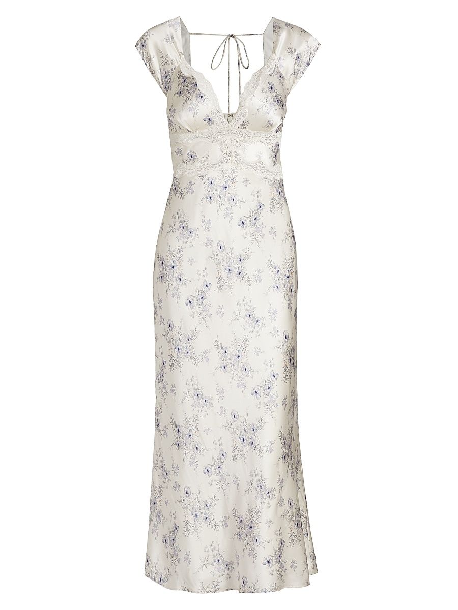 Women's Roshani Floral Silk Maxi Dress - Wild Forget Me Knot - Size 8