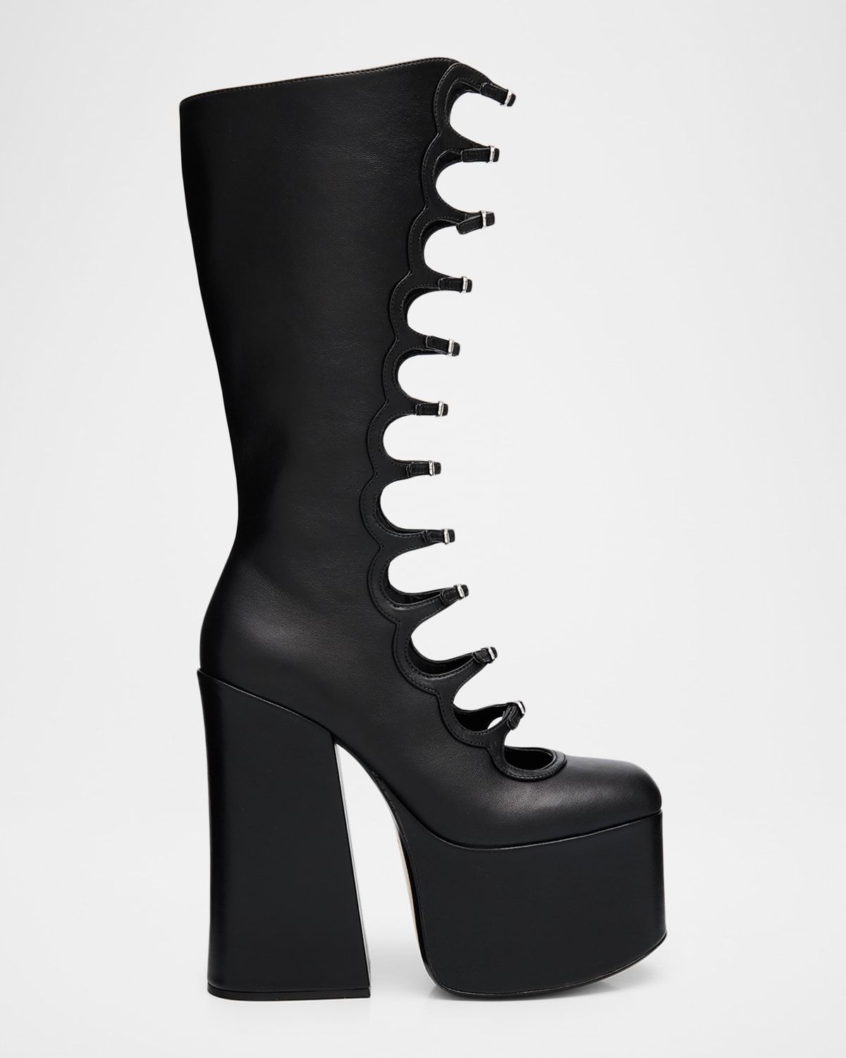 The Kiki Leather Multi-Buckle Platform Knee-High Boots