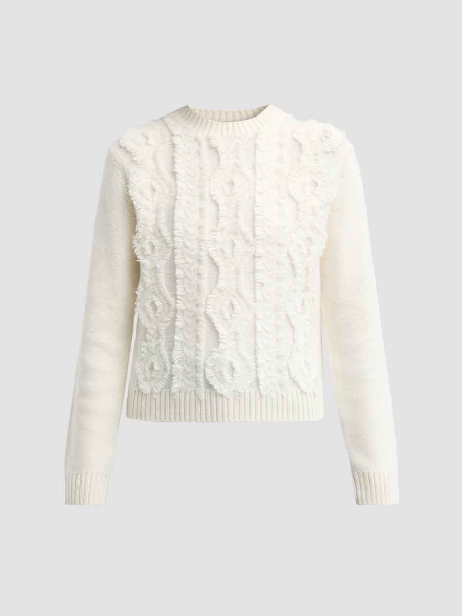 Vince Women's Cut Float Cable-Knit Crewneck Sweater - Off White - Size XS
