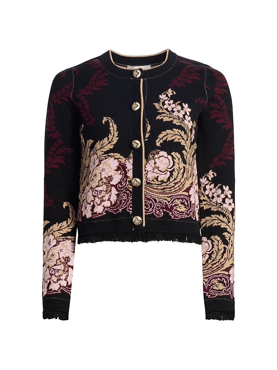 Women's Livi Wool-Cotton Jacquard Jacket - Nouvea Black - Size Medium