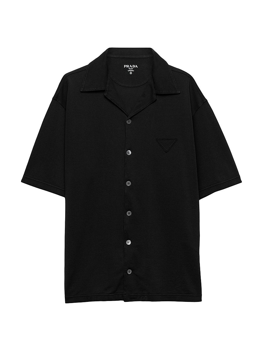Men's Piqué Shirt - Black - Size Medium