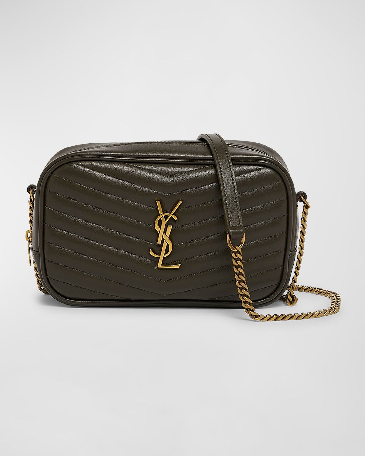 Lou Mini YSL Camera Bag in Smooth Quilted Leather