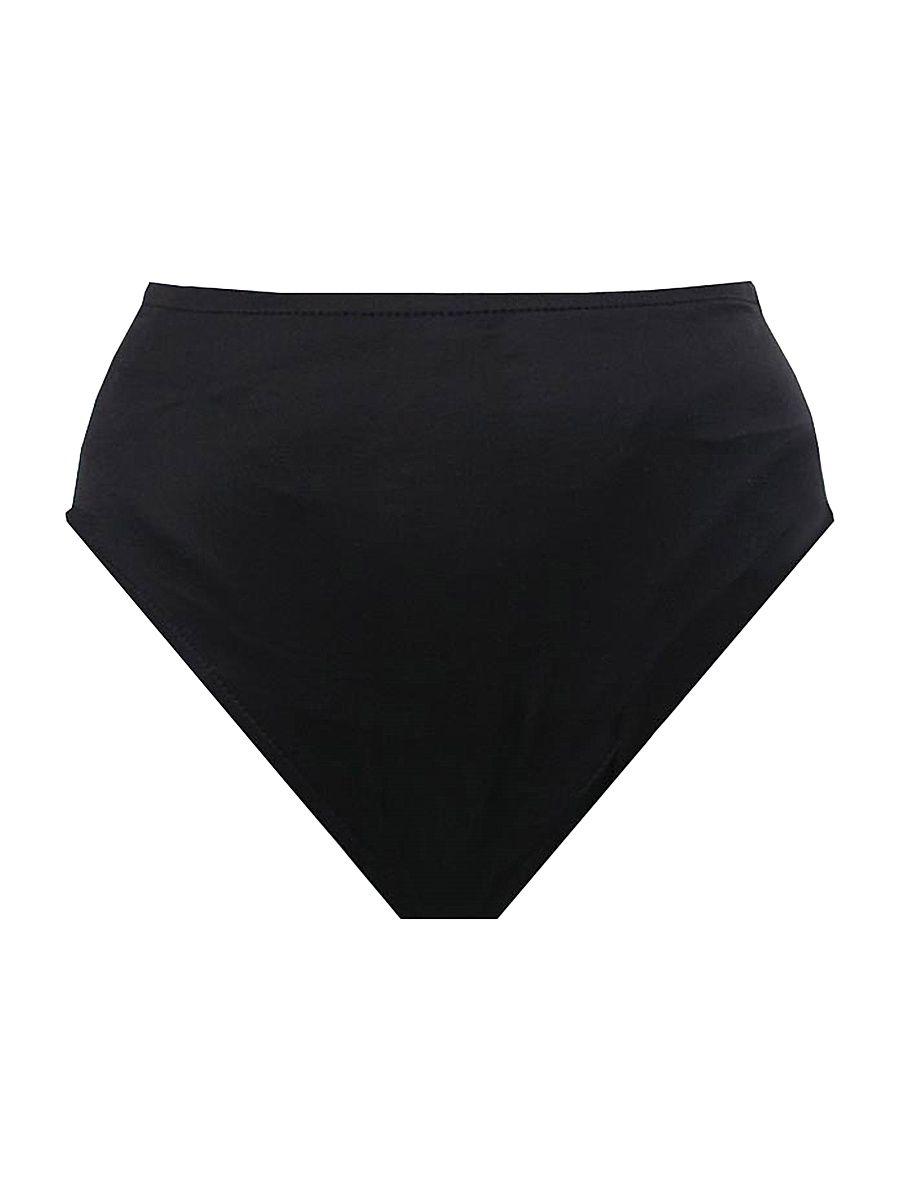 Women's Solid Basic High-Waist Bikini Bottom - Black - Size 18