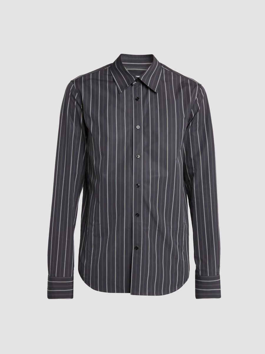 McQueen Men's Striped Cotton Button-Front Shirt - Lead - Size 38
