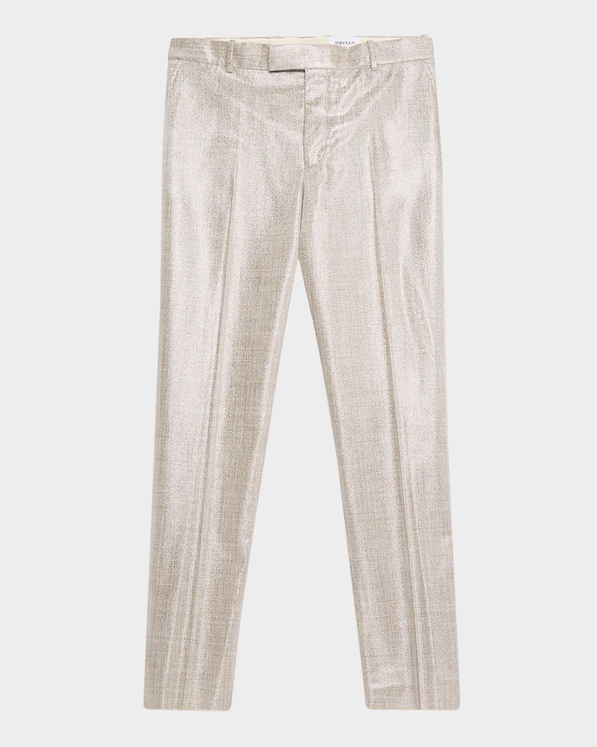 Men & apos;s Metallic Wool Flat-Front Cigarette Trousers