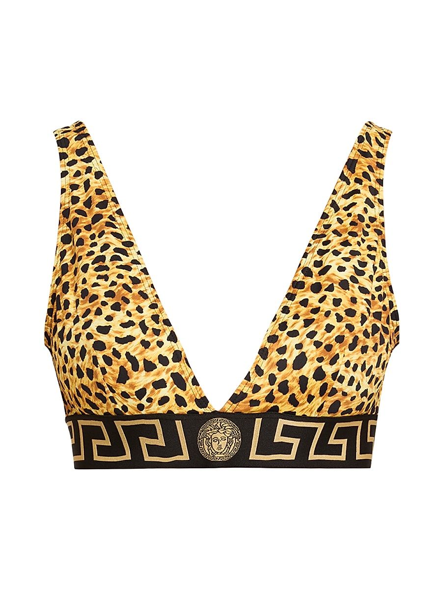 Women's Cheetah-Printed Triangle Bikini Top - Size Medium