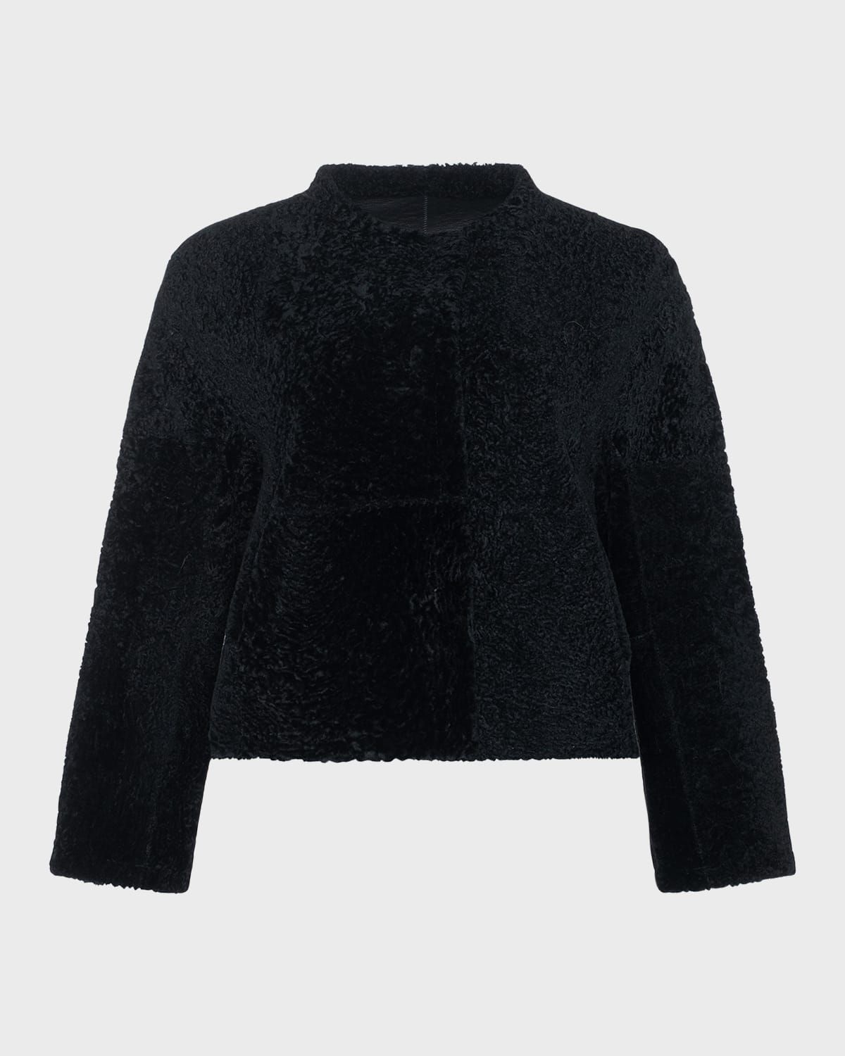 Reversible Collarless Shearling Lamb Jacket