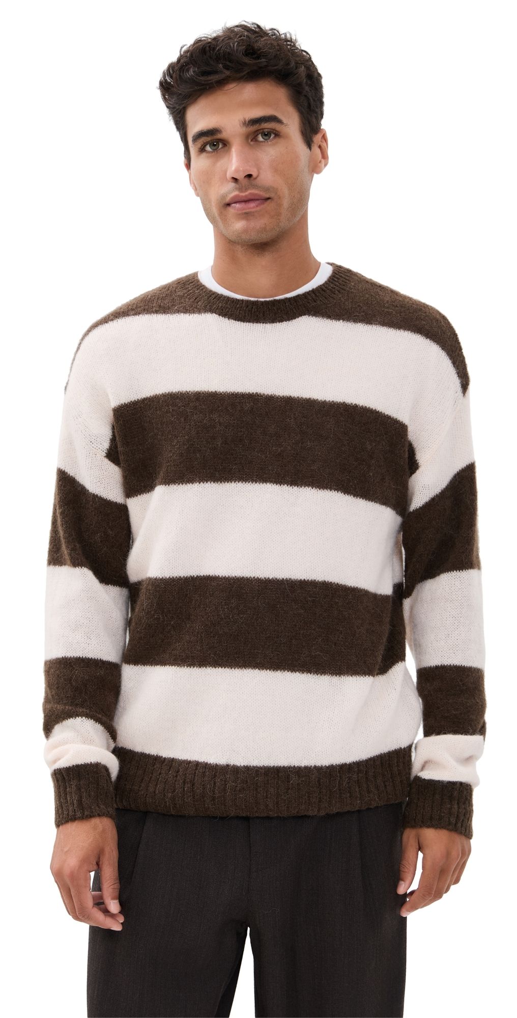 Closed Stripe Crewneck Jumper Espresso Brown XL