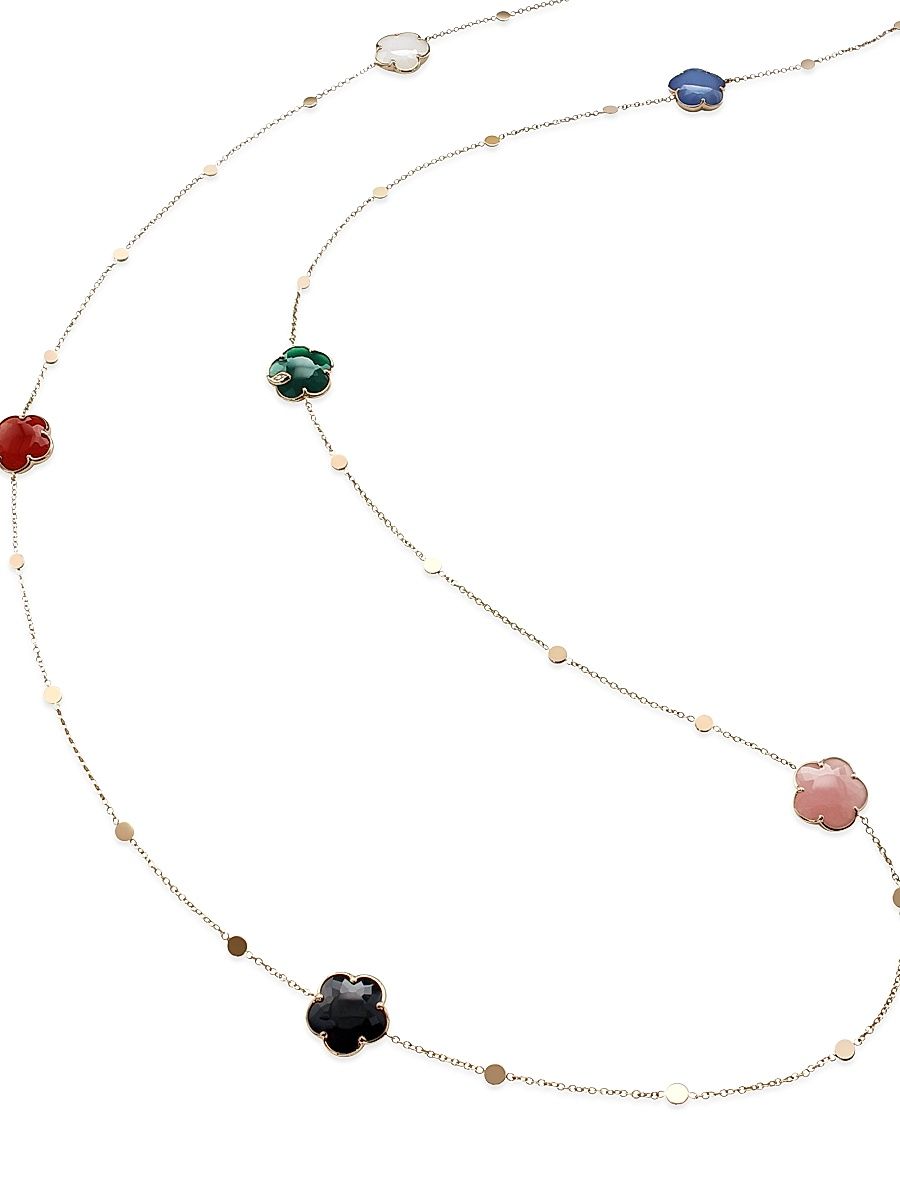 Women's Petit Joli 18K Rose Gold & Multi-Gemstone Flower Station Necklace