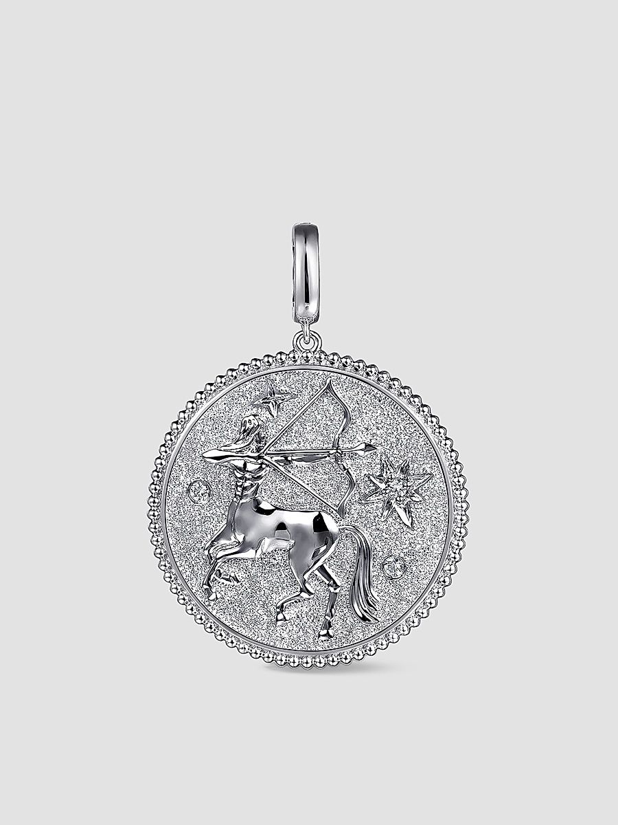 Gabriel & Co Women's Bujukan Sagittarius Medallion Sterling Silver & White Sapphire Pendant - Sterling Silver
