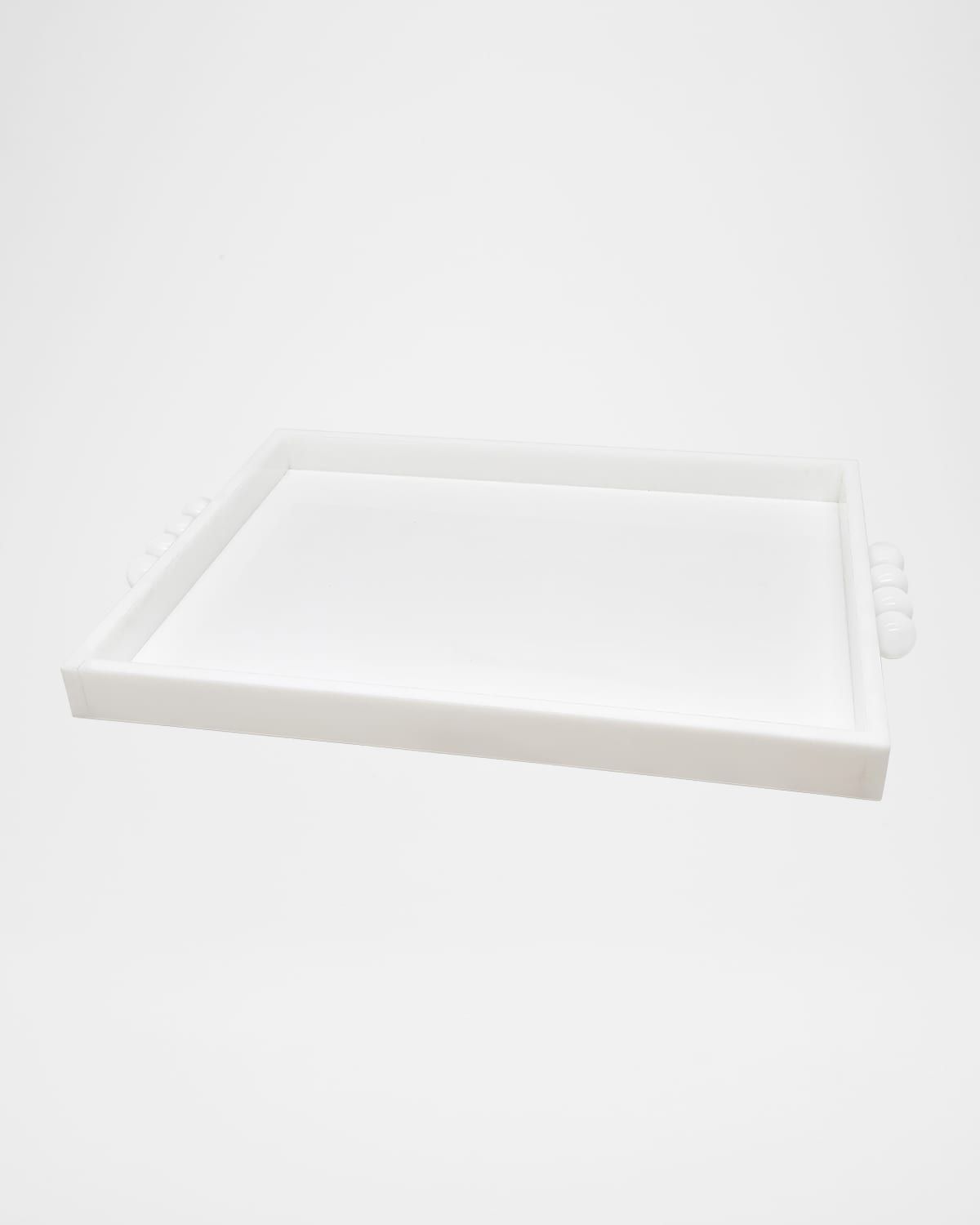 White Lucite Tray with Bubble Handles