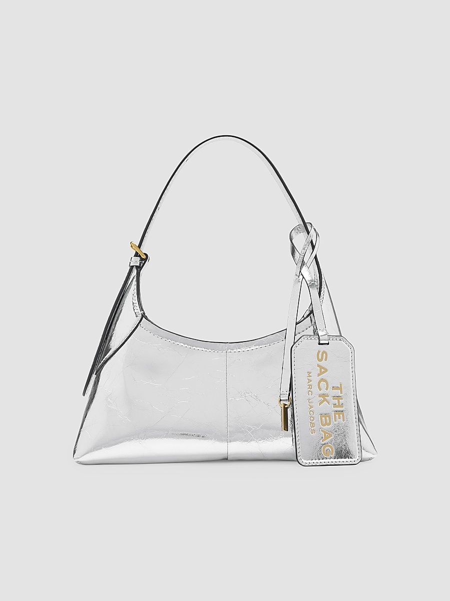 Women's Small Belted Sack Shoulder Bag - Silver