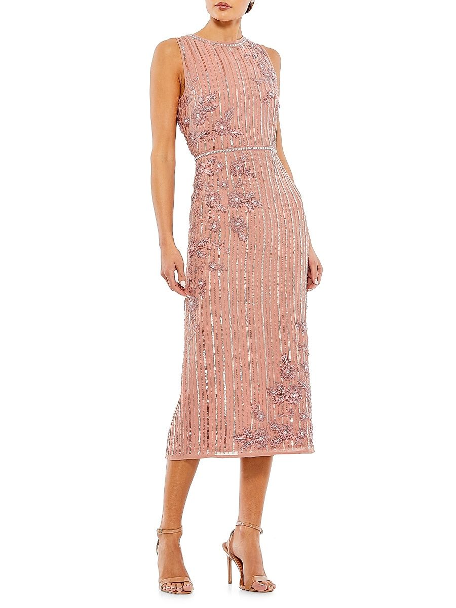 Women's Floral- & Stripe-Embellished Cocktail Dress - Rose - Size 16