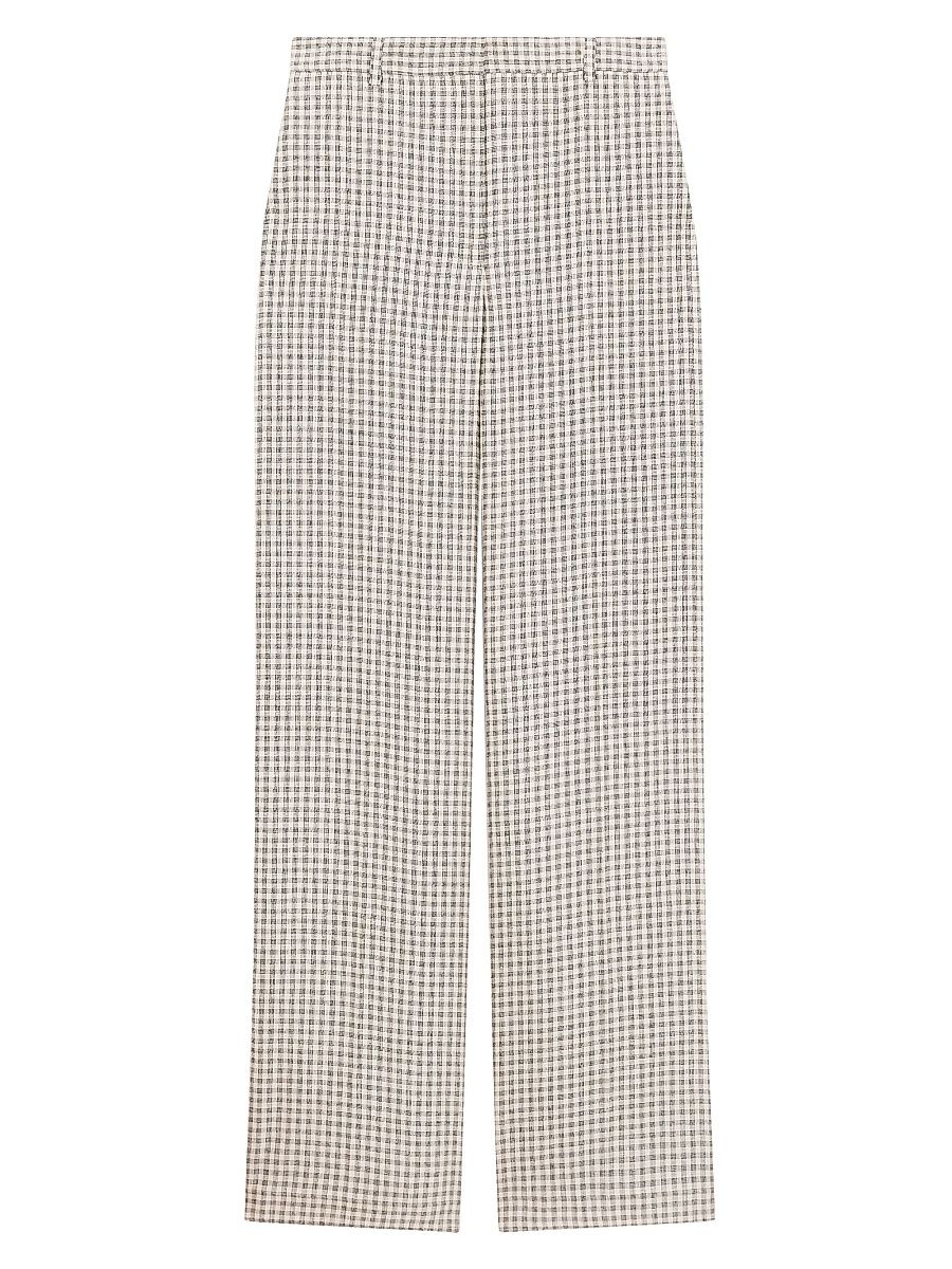 Women's Linen-Blend High-Rise Trousers - Cream Multi - Size 6
