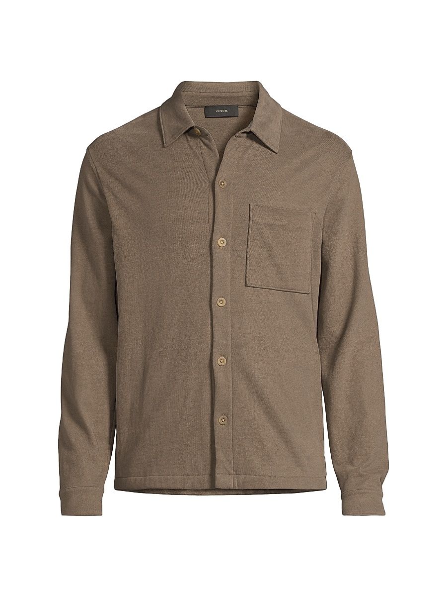 Men's Cotton-Jersey Button-Front Shirt Jacket - Dome - Size Small